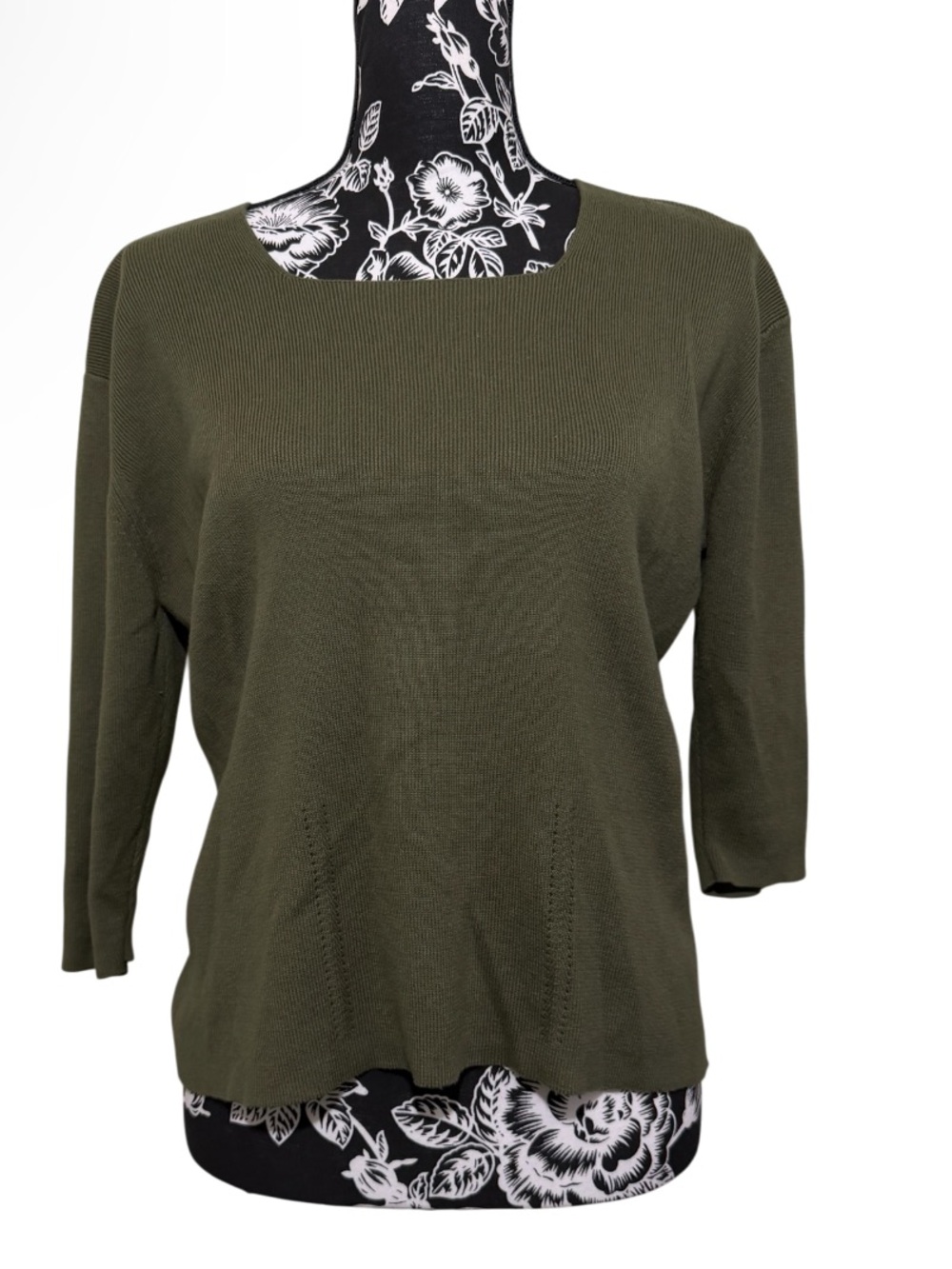 Dress Barn Olive Green Scoop Neck Knit Sweater